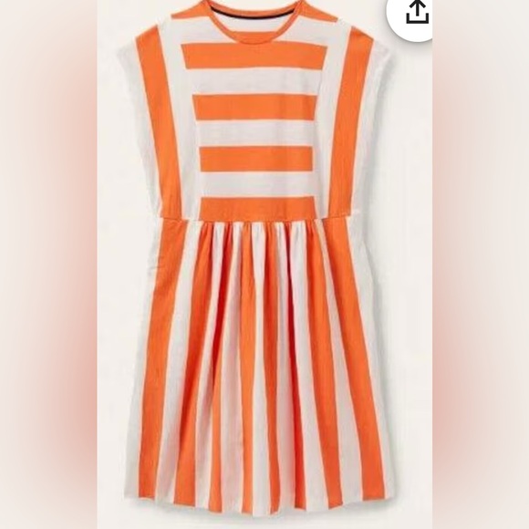 Boden Dresses & Skirts - Boden Vibrant Orange and White Cotton Jersey Tshirt Dress